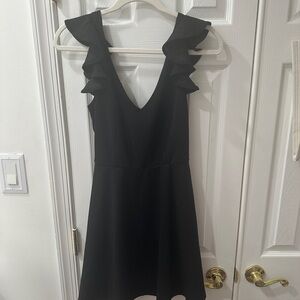 Elegant Black Ruffle Sleeve Dress